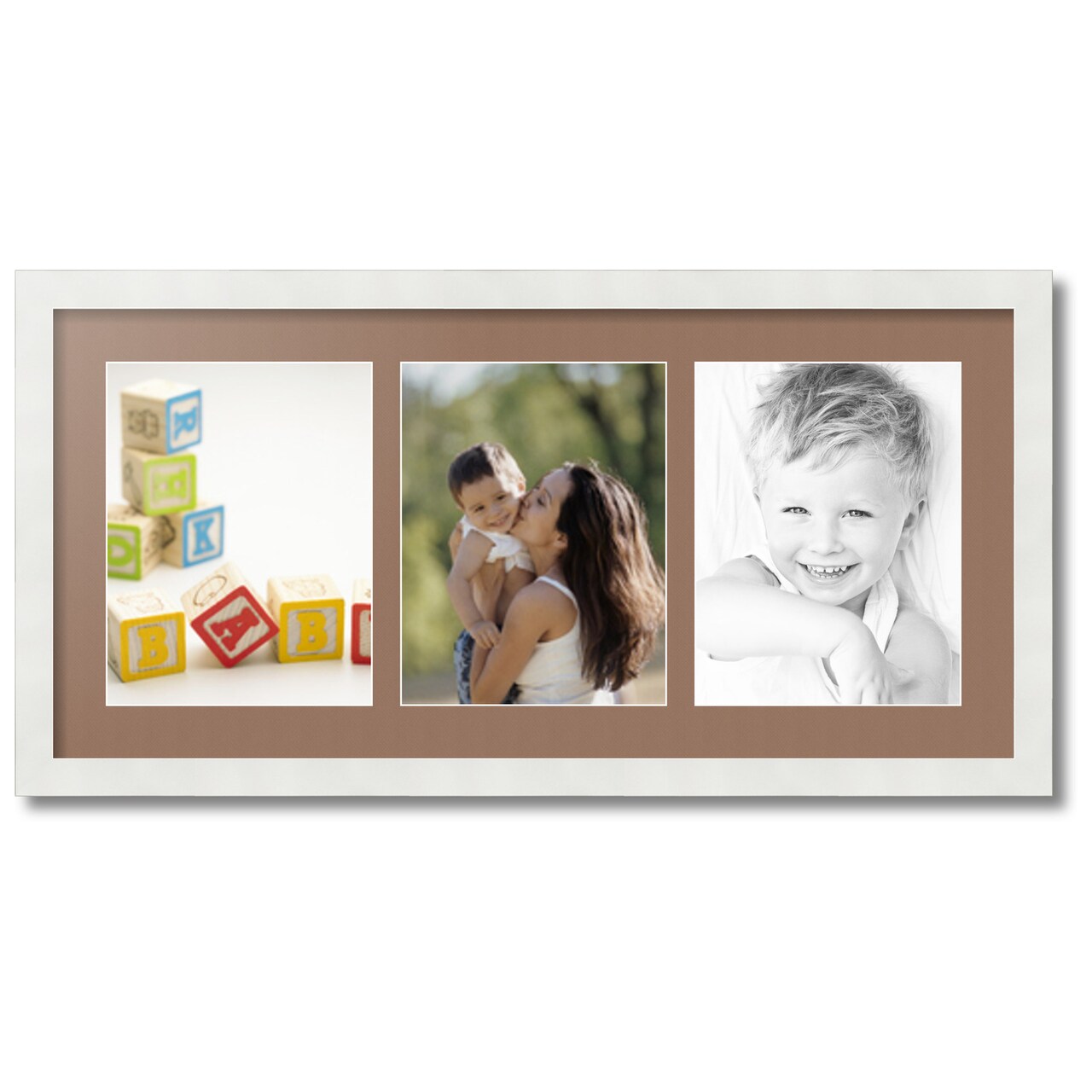 ArtToFrames Collage Photo Picture Frame with 3 - 8.5x11 inch Openings, Framed in White with Over 62 Mat Color Options and Plexi Glass (CSM-3966-28)